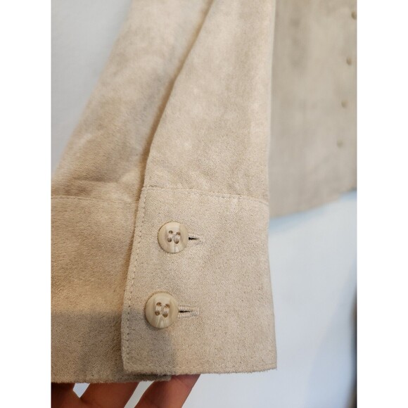 Sonoma Button Up Suede Shirt Women's Large Long Sleeve Beige Adults L - Picture 5 of 13
